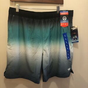 Speedo Blue and Gray Comfort Liner Swim Shorts